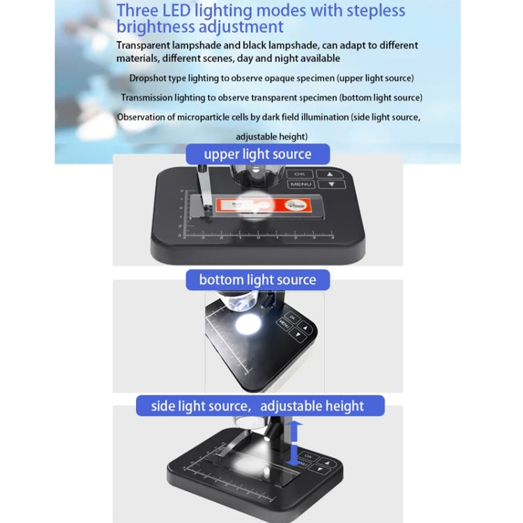 HD Electronic Digital Microscope 5 Inch Screen Touch Key 8000X Biological Cell Electronic Magnifying Glass