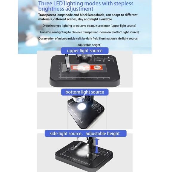 HD Electronic Digital Microscope 5 Inch Screen Touch Key 8000X Biological Cell Electronic Magnifying Glass