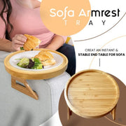 25cm Foldable Sofa Round Tray Home Couch Armrest Pallet, Style: Pine Wood
