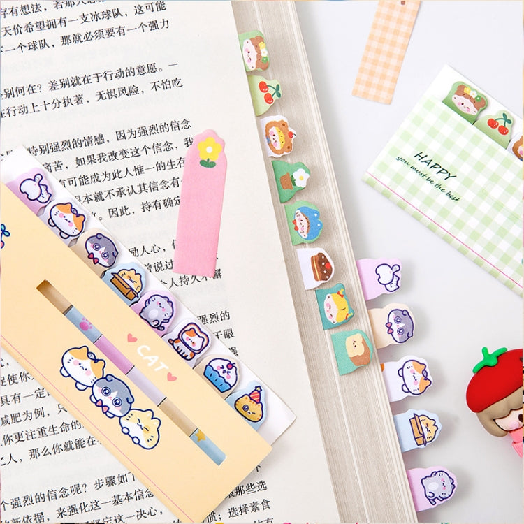 120sheets /Set Kawaii Sticky Tab Note Page Marker Writable and Repositionable File Flags, Spec:  Cat