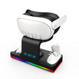 For Meta Quest 3 Headset Charging Base with Dazzle Lights VR Grip Charging Stand(Black) - VR Accessories by PMC TechLife | Online Shopping South Africa | PMC TechLife | Buy Now Pay Later Mobicred