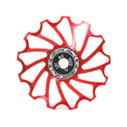 ENLEE Mountain Bicycle Rear Derailleur Guide Wheel Ceramic Bearing Tension Pulley, Size: 13T(Red)