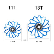 ENLEE Mountain Bicycle Rear Derailleur Guide Wheel Ceramic Bearing Tension Pulley, Size: 11T(Blue)