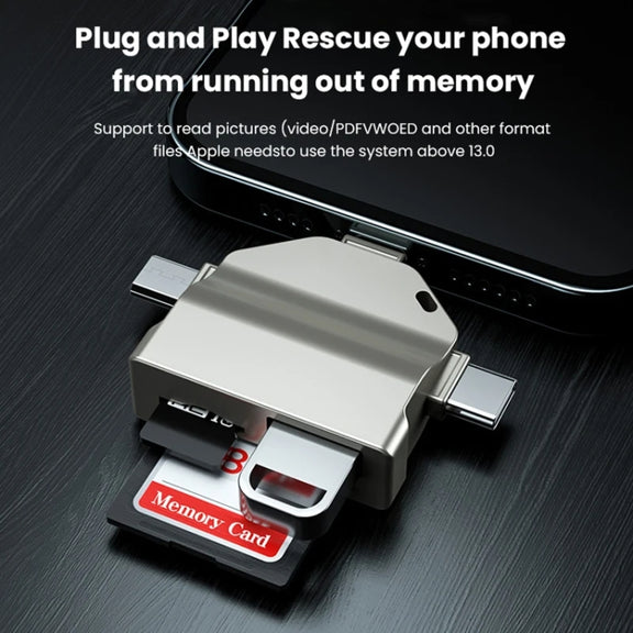 7 In 1 Multi-function OTG Card Reader for iPhone / Android Phone / Huawei / Laptops(Black)