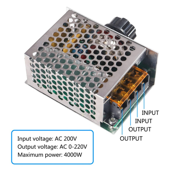SCR Electronic Voltage Regulator Dimmer, Speed Regulation, Temperature Regulation, With Fuse Housing