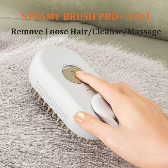 Pet Electric Spray Comb Rechargeable Cat Steamy Grooming Brush Cleaning Tool(White)