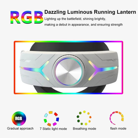 For Meta Quest 3 USB Rechargeable RGB Lighting Effect Adjustable Foldable Headset(White)