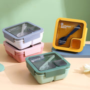 Square Microwaveable Lunch Box Hermetic Bento Box with Spoon Chopsticks(Green)
