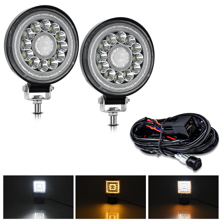 4 Inch Round Mixed Luminous Double-Circle Angel Eye Work Light(E10 1pair)