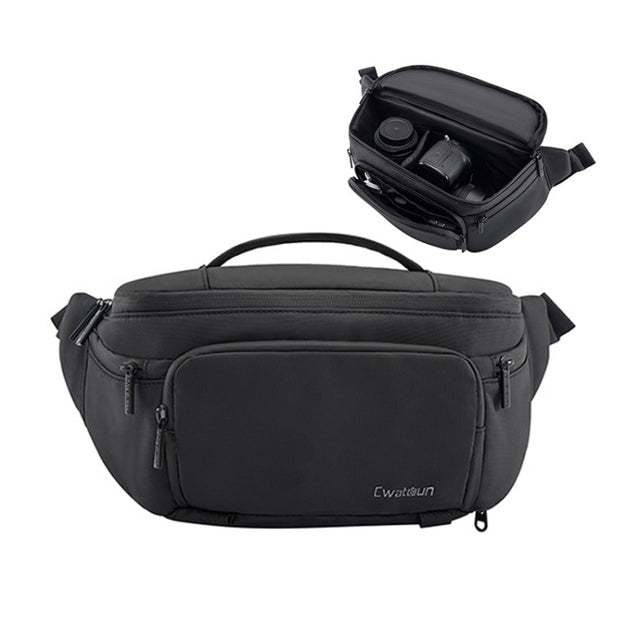 Cwatcun D105 Large Multi-functional Camera Waist Pack Simple and Lightweight Microslr Camera Bag Casual Water-resistant Storage Bag