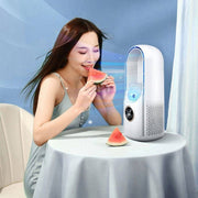 Desk Bladeless Humidification Electric Fan Six Gear Adjustable with LED Light Timing Function(Blue)