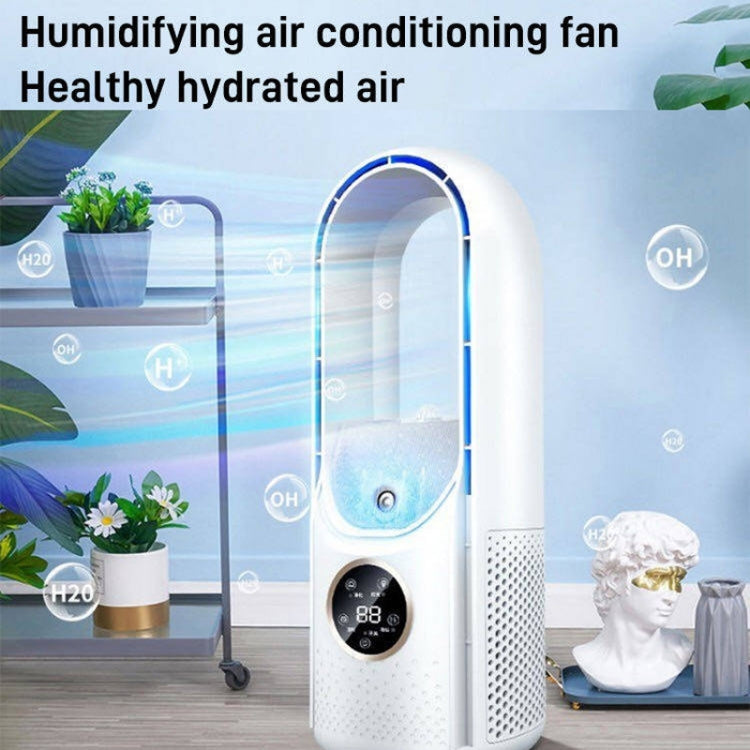 Desk Bladeless Humidification Electric Fan Six Gear Adjustable with LED Light Timing Function(Blue)