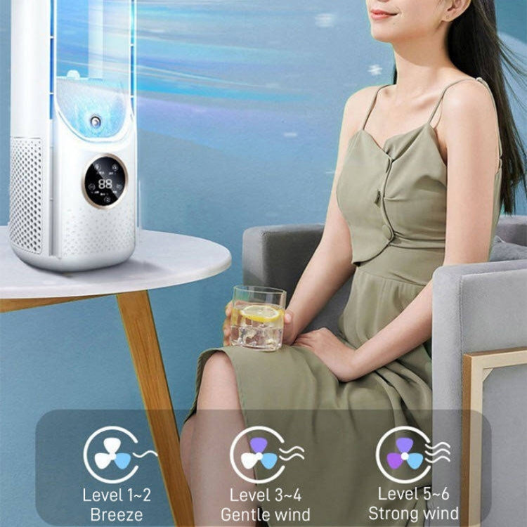 Desk Bladeless Humidification Electric Fan Six Gear Adjustable with LED Light Timing Function(Blue)