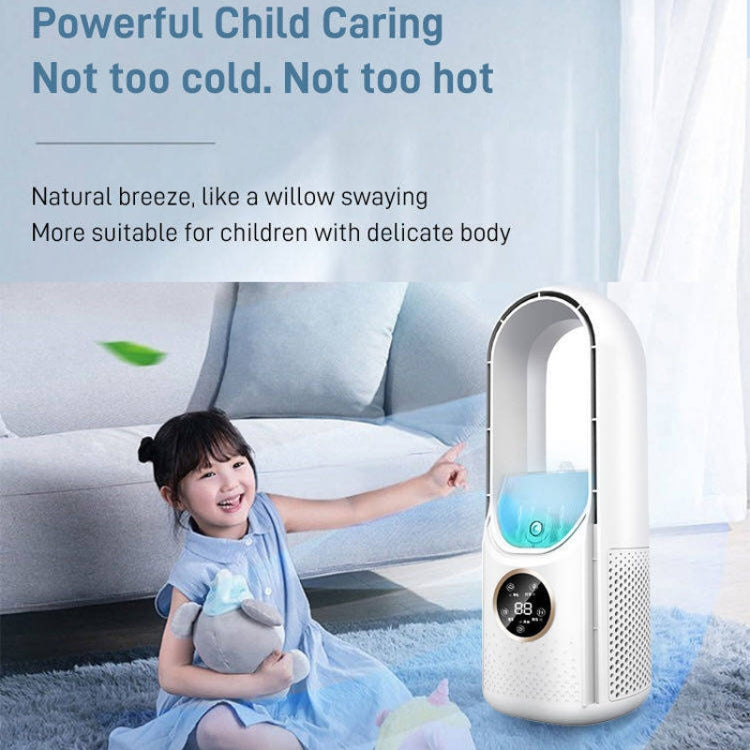 Desk Bladeless Humidification Electric Fan Six Gear Adjustable with LED Light Timing Function(Blue)