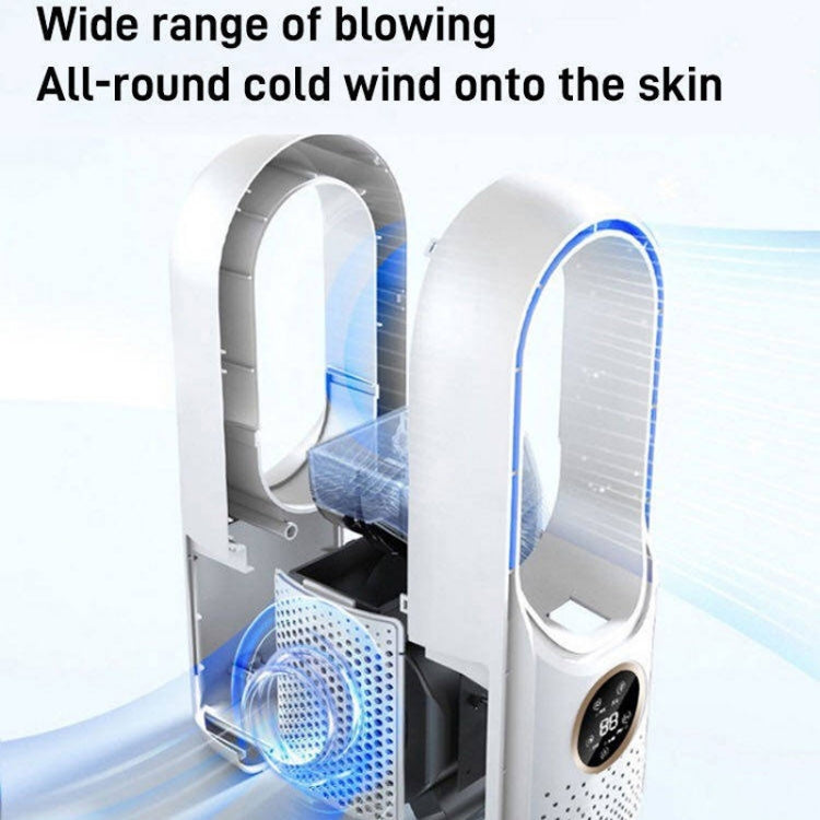 Desk Bladeless Humidification Electric Fan Six Gear Adjustable with LED Light Timing Function(Blue)
