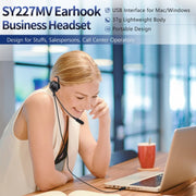 SOYTO SY227 Single-side Operator Ear Hook Headset Corded Computer Headset, Interfaces: Separation USB Wire Control