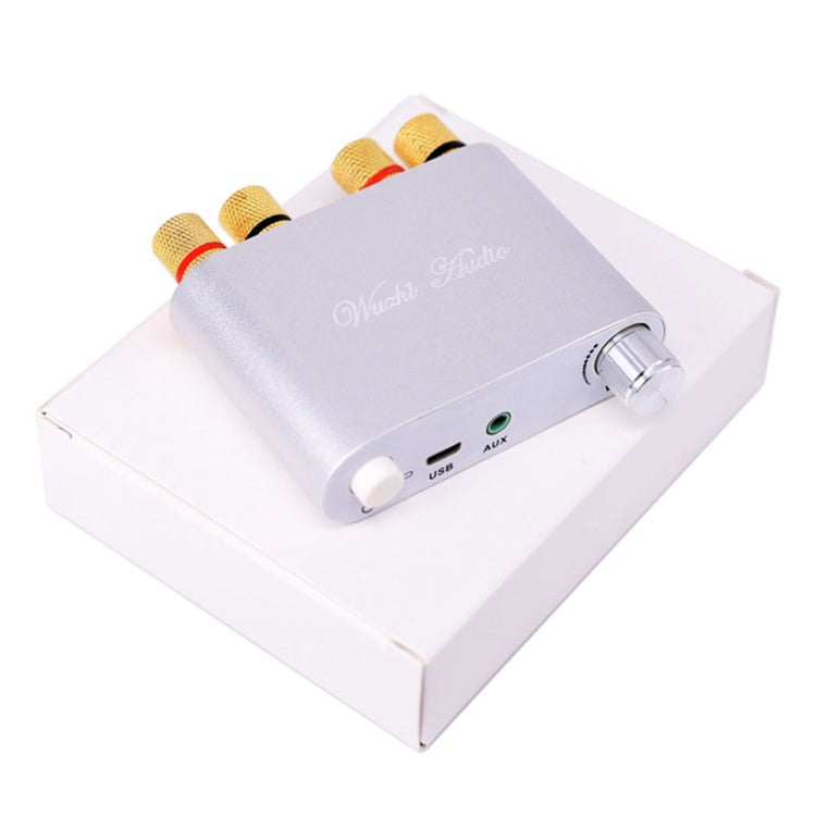 100W+100W Bluetooth Audio Digital Amplifier Board Module AUX USB External Sound Card(Silver)
