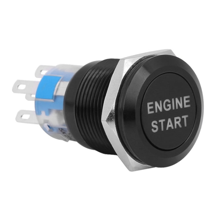 19MM Car Modification One-Button Start Switch Water-resistant LED Metal Button(Black)