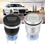19MM Car Modification One-Button Start Switch Water-resistant LED Metal Button(Silver)