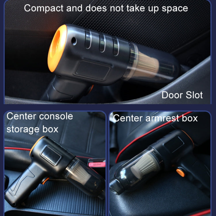 Car Vacuum Cleaner Large Suction Power Wireless Pump Inflatable Blower Handheld Small Vacuum Cleaner, Style: Brush 200W+2 Filters+Storage Bag (Black)