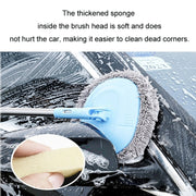 Car Chenille Curved Handle Telescopic Car Wash Soft Bristle Mop(Blue)
