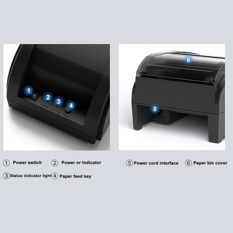 58mm USB Computer Version+Mobile Bluetooth Automatic Order Takeout Receipt Cashier Thermal Printer(US Plug)