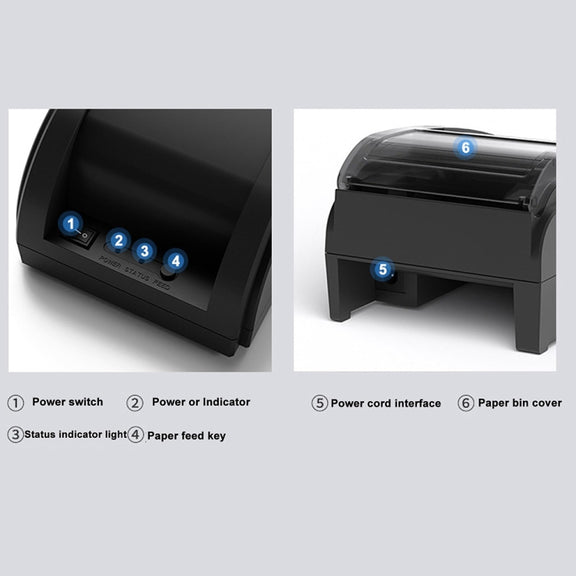58mm USB Computer Version+Mobile Bluetooth Automatic Order Takeout Receipt Cashier Thermal Printer(US Plug)