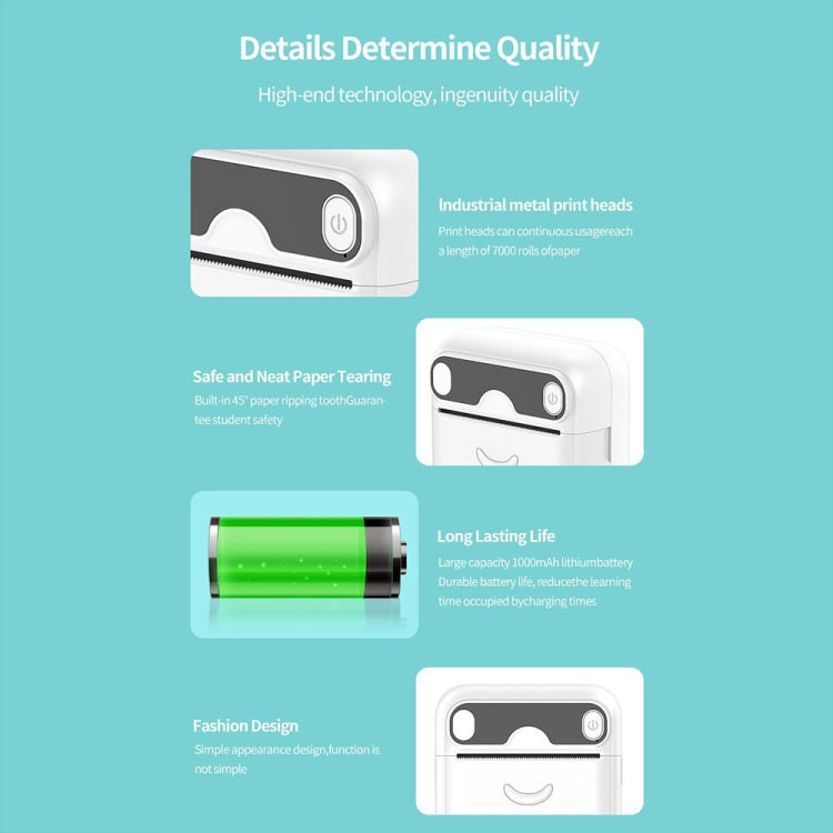 A32 Small Portable Self-adhesive Error Question Photo Label Bluetooth Pocket Thermal Printer(English Version)