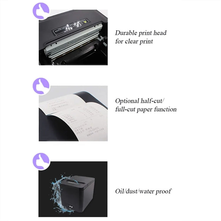 80mm USB+Network Port Thermal Receipt Printer Store Cashier Printer(EU Plug)