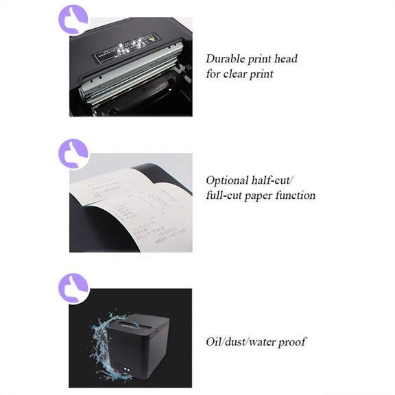 80mm USB+Network Port Thermal Receipt Printer Store Cashier Printer(EU Plug)