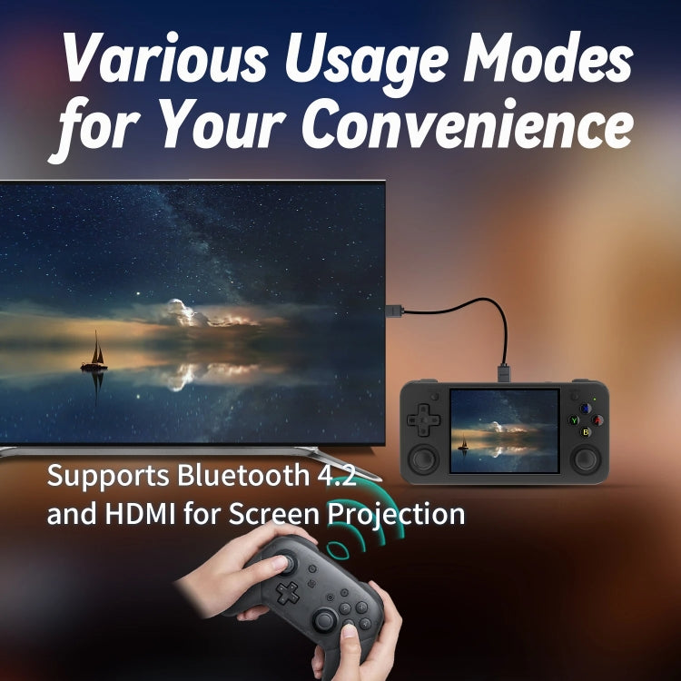 ANBERNIC RG35XX H Handheld Game Console 3.5 Inch IPS Screen Linux System 64GB+128GB(Transparent White)