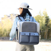Breathable Square Cat Backpack Foldable Outdoor Portable Pet Bag(Model 4 Gray)