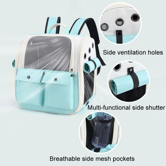 Breathable Square Cat Backpack Foldable Outdoor Portable Pet Bag(Model 4 Gray)