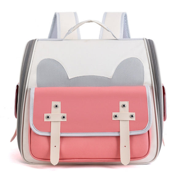 Outdoor Cat Backpack Large Capacity Breathable Pet Bag(Model 7 Pink)