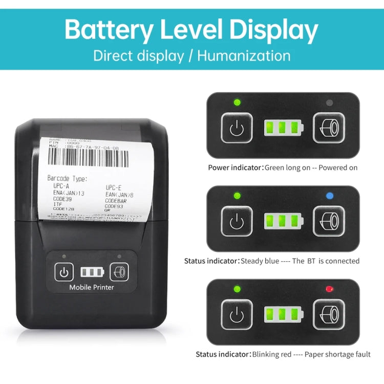 58mm Portable USB Charging Home Phone Bluetooth Thermal Printer(US Plug)