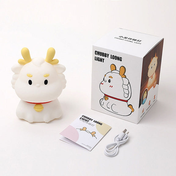 Dragon Silicone Sleeping Night Light Childrens Gift USB Rechargeable Ambient Lantern, Style: Pat Model(Colorful+Warm Yellow Light)