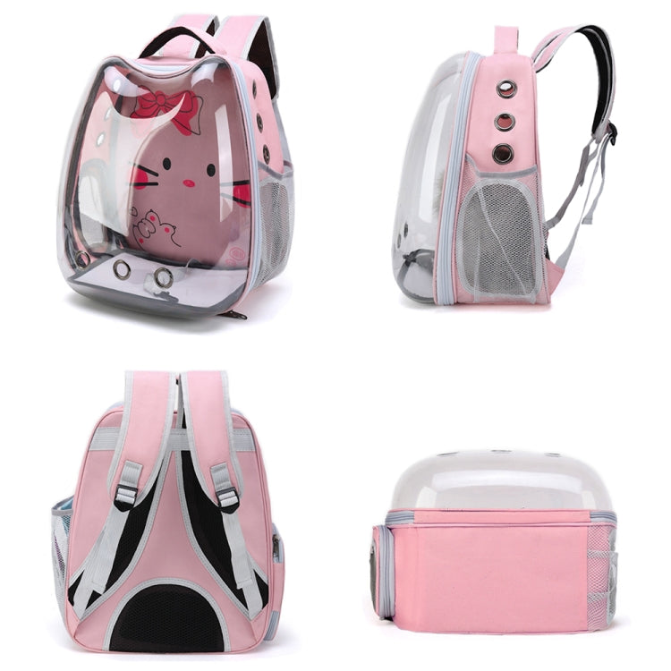 Cartoon Pattern Cat Transparent Pet Bag Space Capsule Portable Pet Backpack, Color: Black