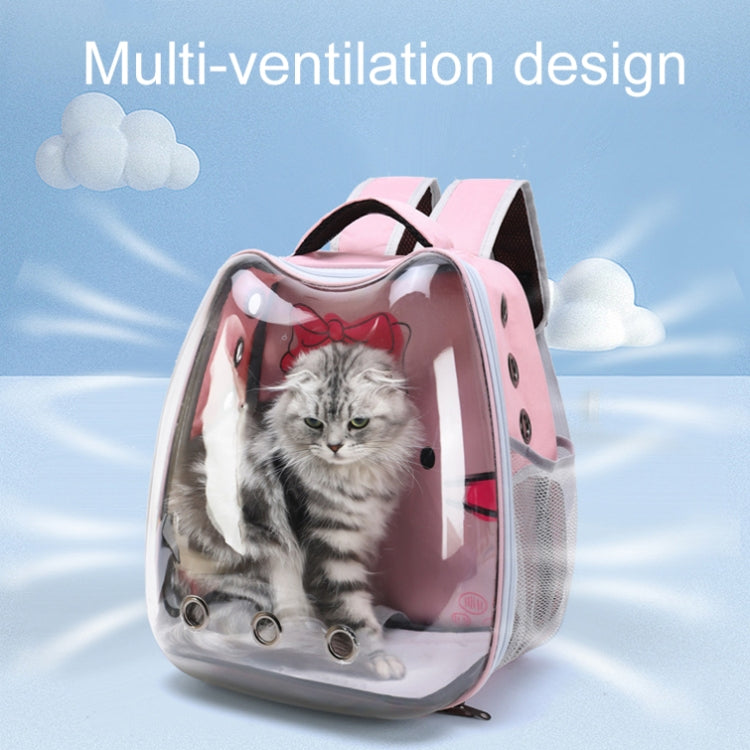 Cartoon Pattern Cat Transparent Pet Bag Space Capsule Portable Pet Backpack, Color: Black