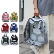 Cartoon Pattern Cat Transparent Pet Bag Space Capsule Portable Pet Backpack, Color: Black