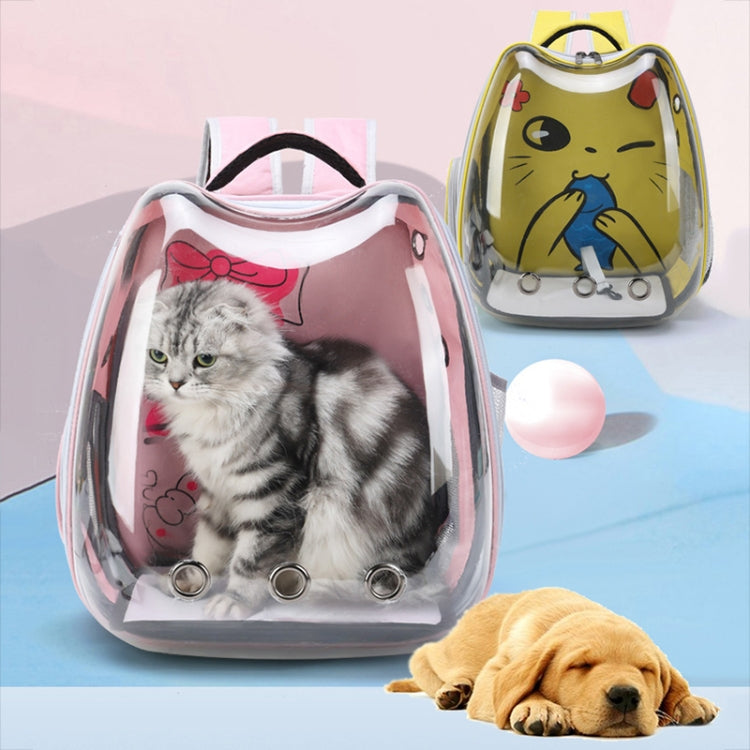 Cartoon Pattern Cat Transparent Pet Bag Space Capsule Portable Pet Backpack, Color: Black