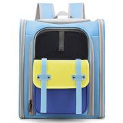 Square Foldable Cats Backpack Pets Outdoor Portable Double Shoulder Bag(Model 8 Blue)
