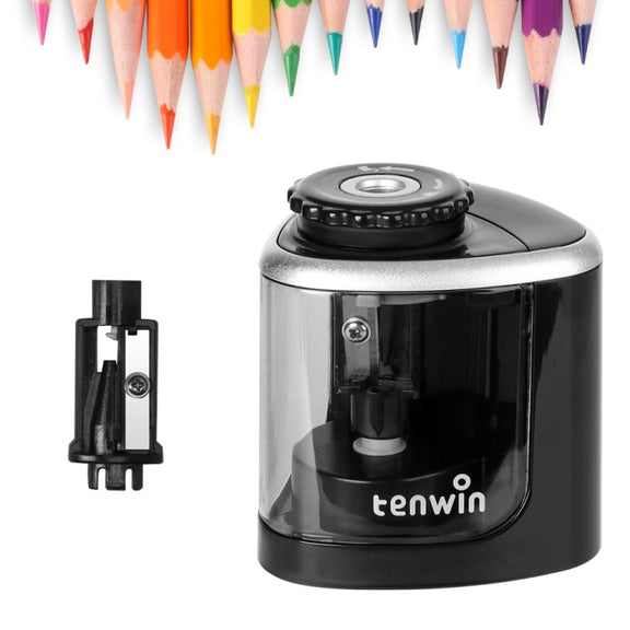 TENWIN Electrical Pencil Sharpener Student Stationery Semi-Automatic Sharpeners Battery Model(Pink)
