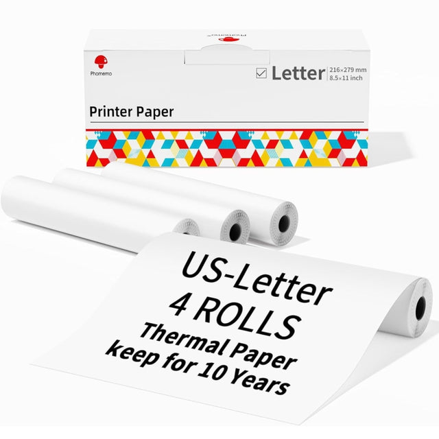 Phomemo 4rolls /Box Letter Writing Quick-Drying Thermal Paper 10-Year Long-Lasting For M832 / M833 / M834 / M835 Printer
