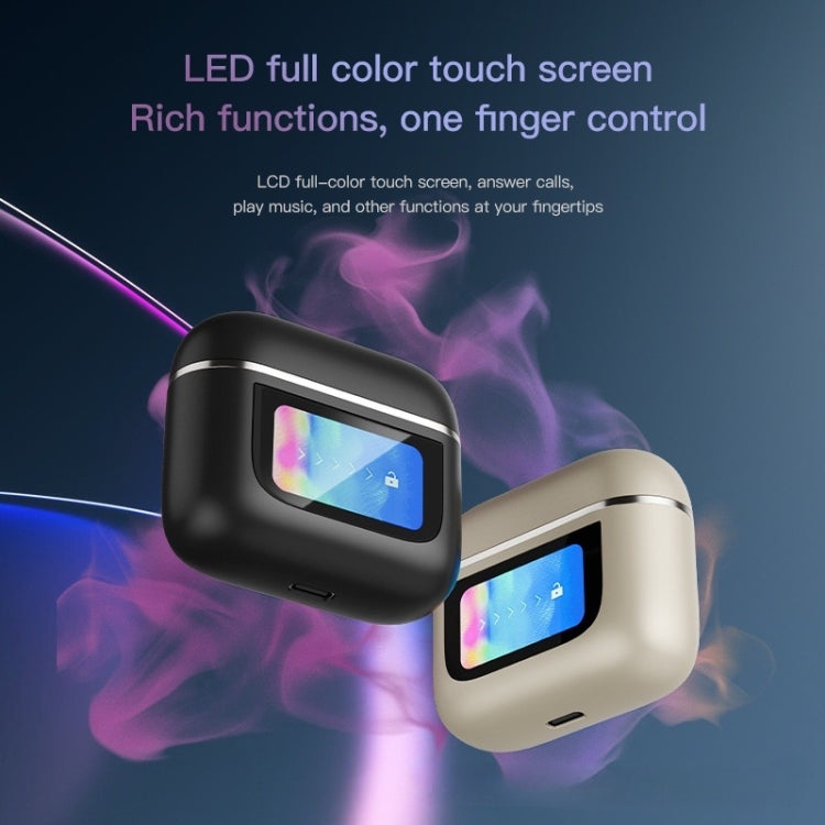 Color Screen Touch ANC Active Noise Reduction LCD Wireless Bluetooth Earphones(Black)