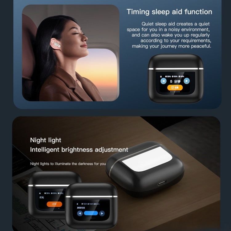 Color Screen Touch ANC Active Noise Reduction LCD Wireless Bluetooth Earphones(Black)