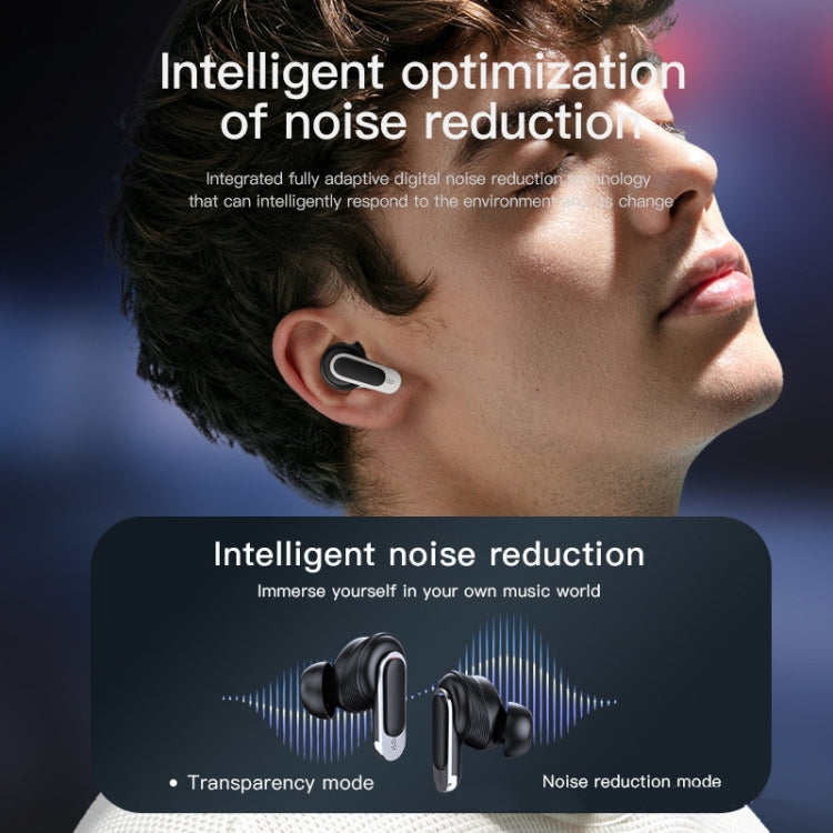Color Screen Touch ANC Active Noise Reduction LCD Wireless Bluetooth Earphones(Black)