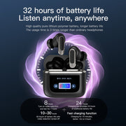 Color Screen Touch ANC Active Noise Reduction LCD Wireless Bluetooth Earphones(Black)