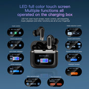 Color Screen Touch ANC Active Noise Reduction LCD Wireless Bluetooth Earphones(Black)