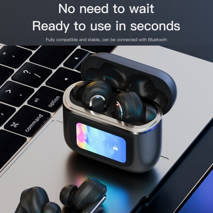 Color Screen Touch ANC Active Noise Reduction LCD Wireless Bluetooth Earphones(Black)