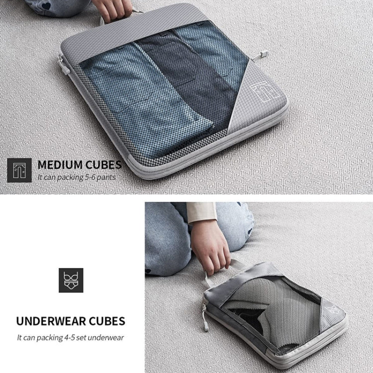 6 In 1 Compression Mesh Travel Cubes Clothes Underwear Packing Bags(Black)